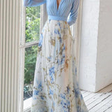 Madeleine | Robe maxi avec imprimé floral époustouflant et décolleté en V