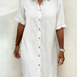 Anne™ | Robe en denim froncé