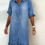 Anne™ | Robe en denim froncé