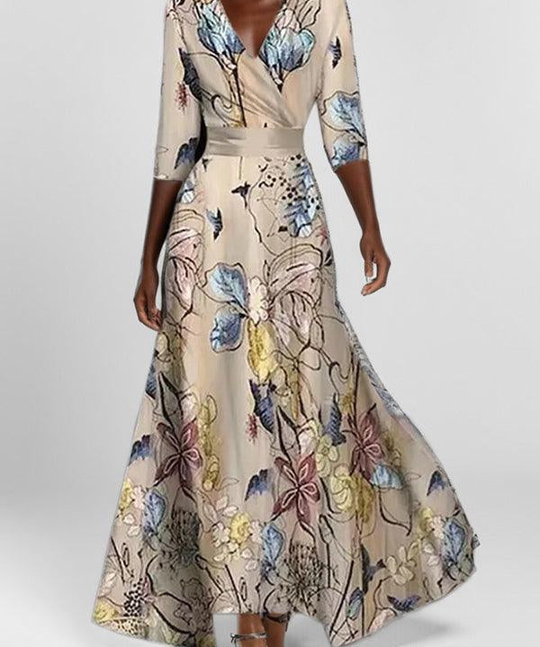 Lea | Robe Maxi Midi Élégante et Glamour Bordeaux