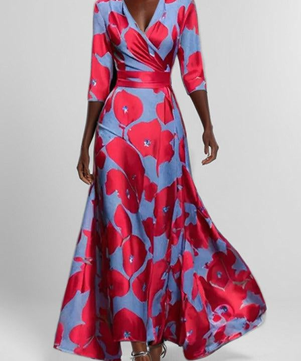 Lea | Robe Maxi Midi Élégante et Glamour Bordeaux