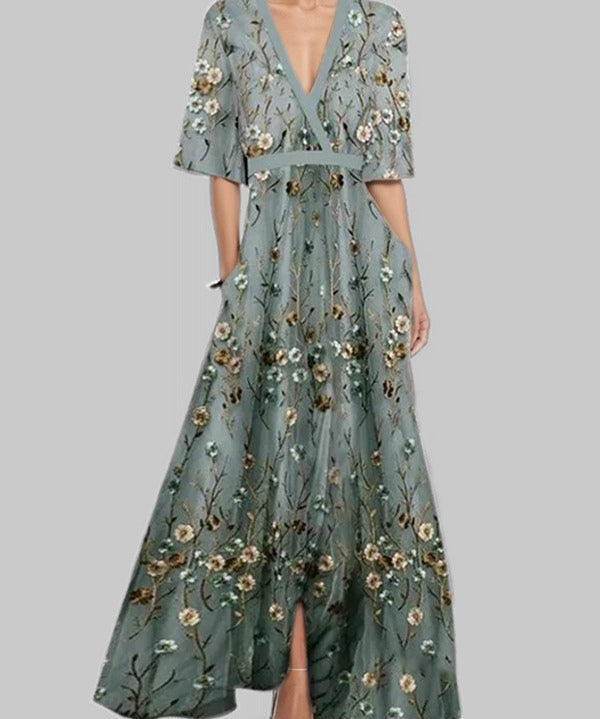 Lea | Robe Maxi Midi Élégante et Glamour Bordeaux