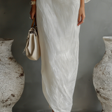 Robe en Lin Écru Sans Épaules