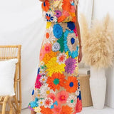 Estate | Robe maxi sans manches avec nœud à la taille et imprimé floral