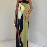 Joan | Robe de soirée maxi imprimée sans manches au style côtier