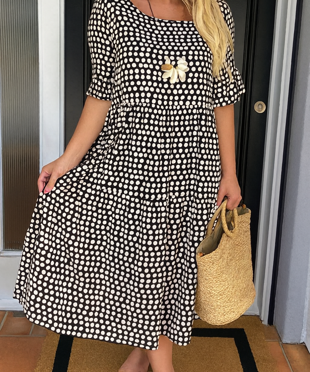 Noémie™ — Robe midi fluide élégante naturelle