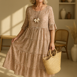 Noémie™ — Robe midi fluide élégante naturelle