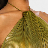 Emma | Robe Halter Ouverte dans le Dos Métallique
