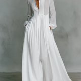 Robe Maxi en Lin Patchwork Col Montant
