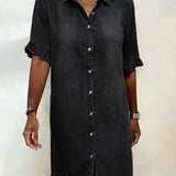Anne™ | Robe en denim froncé