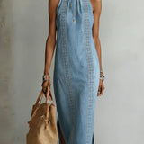 Julia™ | Robe en denim à dentelle rétro