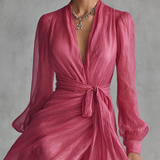Robe Chiffon Rose Décolleté en V