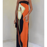 Joan | Robe de soirée maxi imprimée sans manches au style côtier