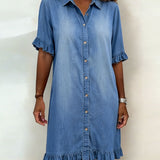 Anne™ | Robe en denim froncé