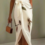 Judy | Robe Midi en Satin à Manches Courtes Blanche