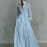 Robe Maxi en Lin Patchwork Col Montant