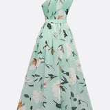 Julie | Robe Maxi Chiffon Florale à Épaules Dégagées Vert Clair