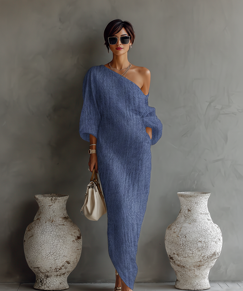 Robe en Lin Écru Sans Épaules