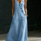 Vera™ | Robe longue en denim boutonnée