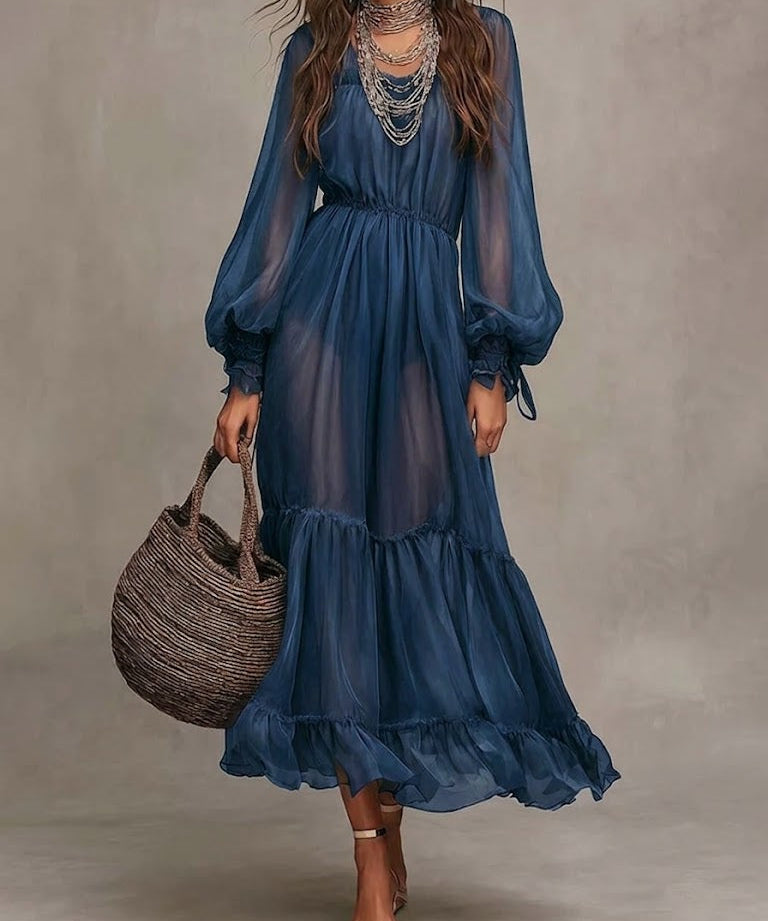 Gerda | Robe Midi Élégante avec Col en V