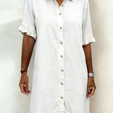 Anne™ | Robe en denim froncé