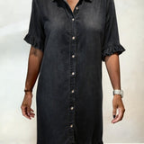 Anne™ | Robe en denim froncé