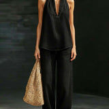 Sandra - Ensemble Col Halter Jeans