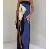 Joan | Robe de soirée maxi imprimée sans manches au style côtier