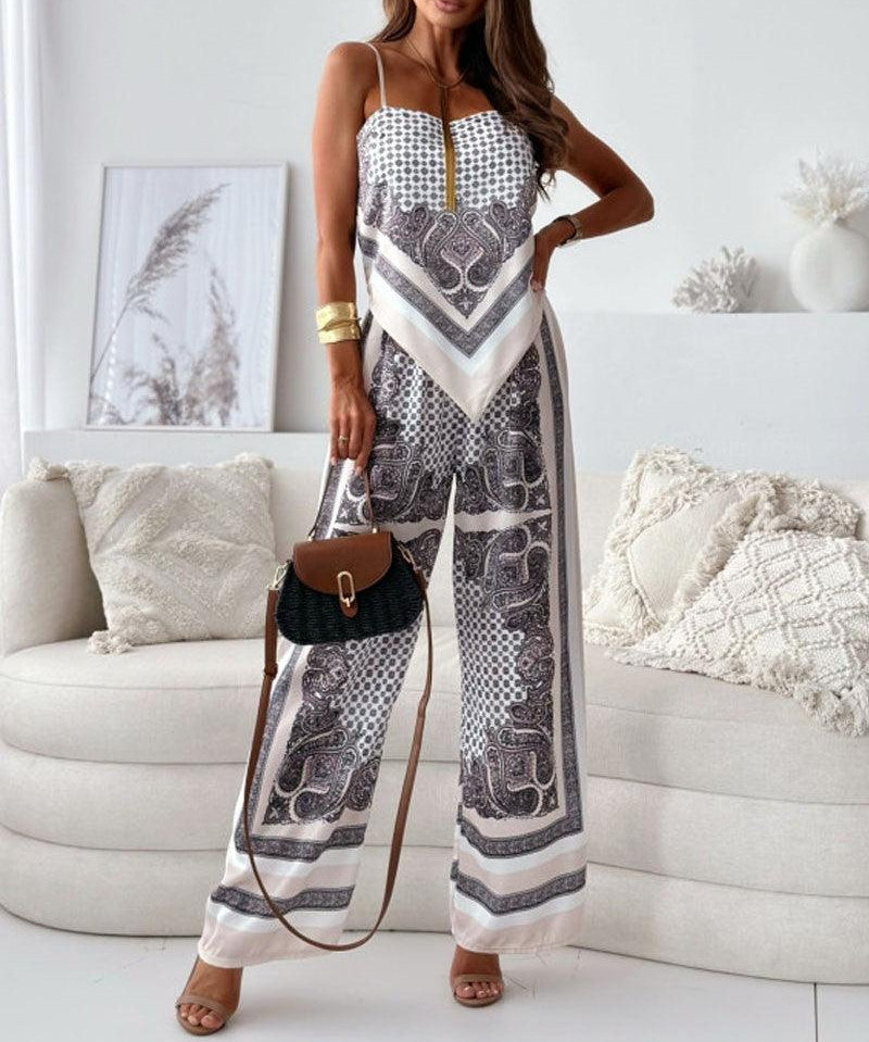 Helen | Ensemble élégant de deux pièces avec top à lacets et pantalon prêt pour les vacances