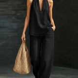 Sandra - Ensemble Col Halter Jeans