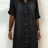 Anne™ | Robe en denim froncé