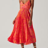 Heather | Robe Midi Plissée Élégante Imprimé Floral Chic Côtier