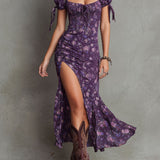 Wendy | Robe Midi à Manches Bouffantes Florales Boho
