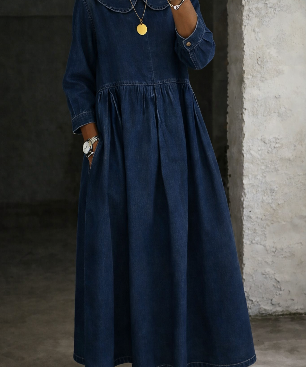 Clara™ | Robe en jean à col Peter Pan