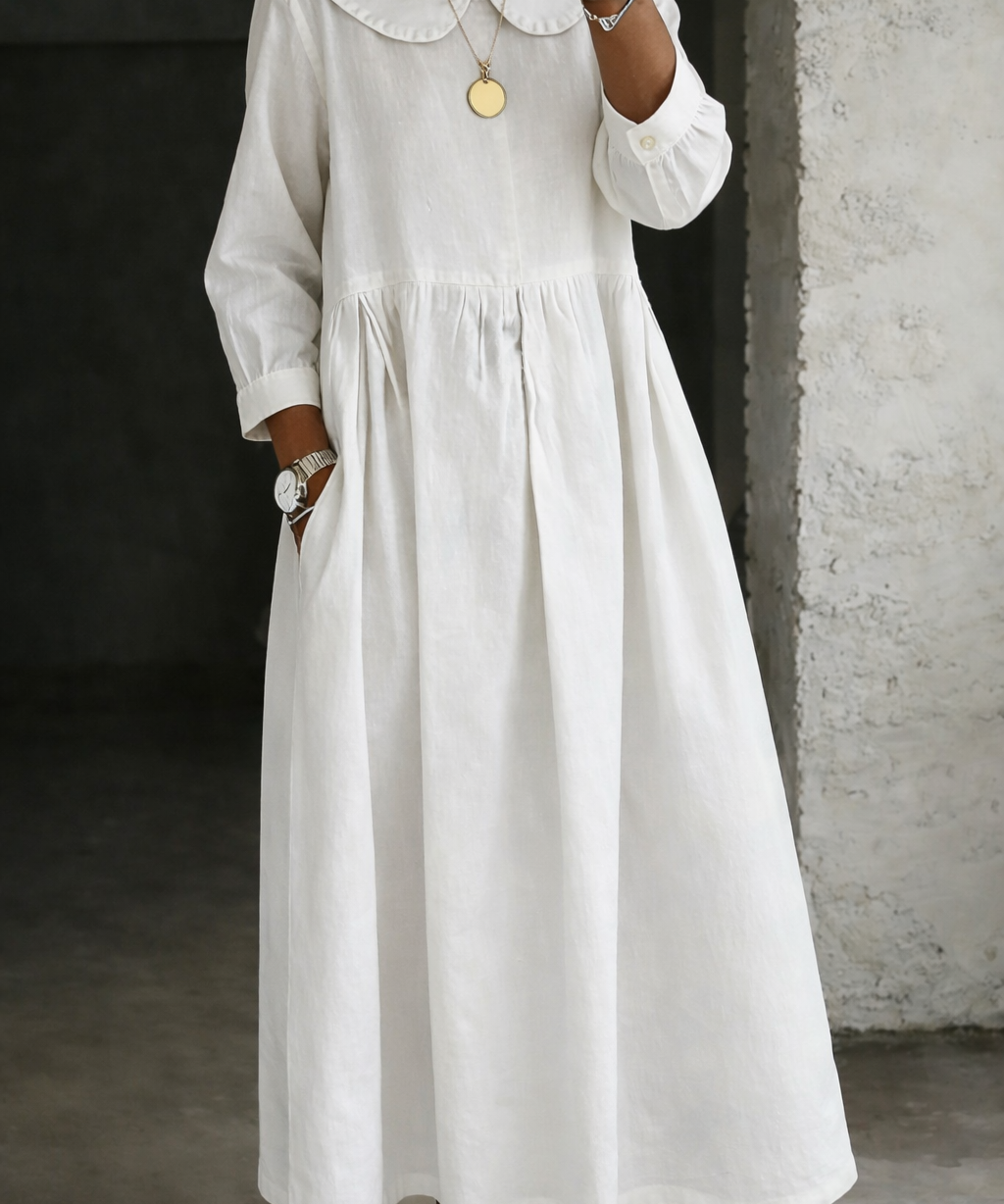 Clara™ | Robe en jean à col Peter Pan