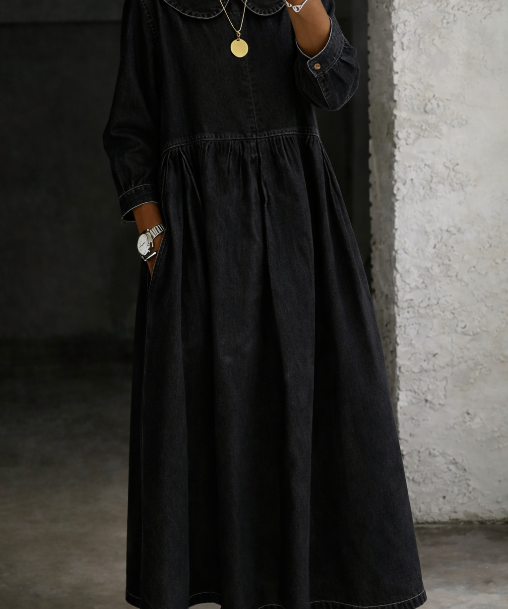 Clara™ | Robe en jean à col Peter Pan