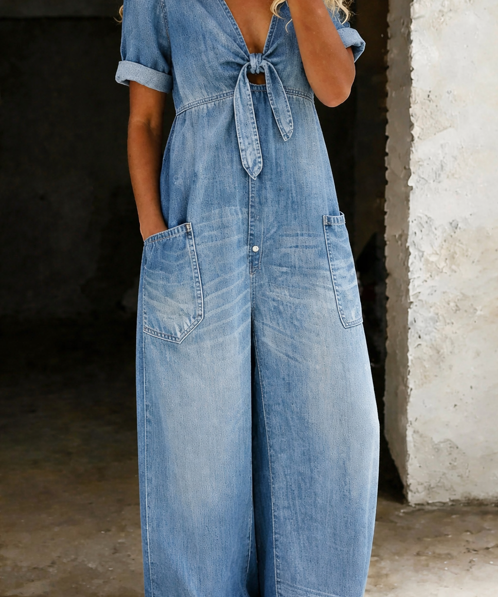 Maya™ | Combinaison denim col V