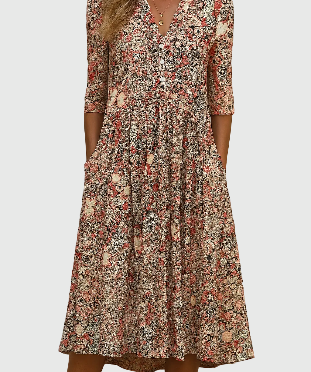 Harlow | Élégance Midi Robe V-Cou Gracieuse