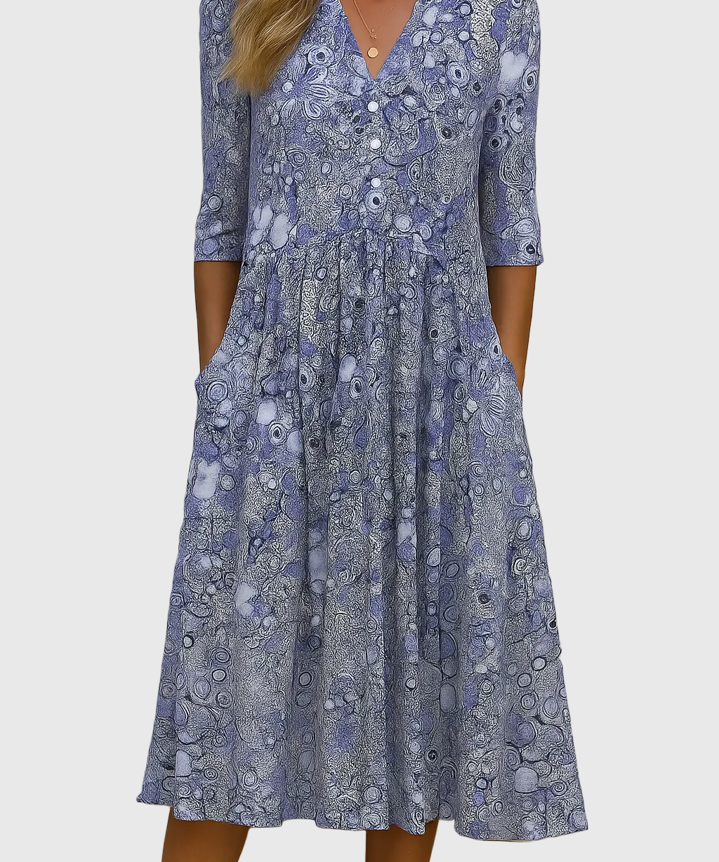 Harlow | Élégance Midi Robe V-Cou Gracieuse
