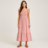 Sophia | Robe Maxi Sans Manches à Imprimé Tartans