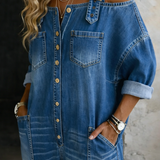 Sophia™ | Combinaison en jean à épaules dénudées