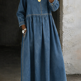 Melissa™ | Robe en jean col rond manches longues