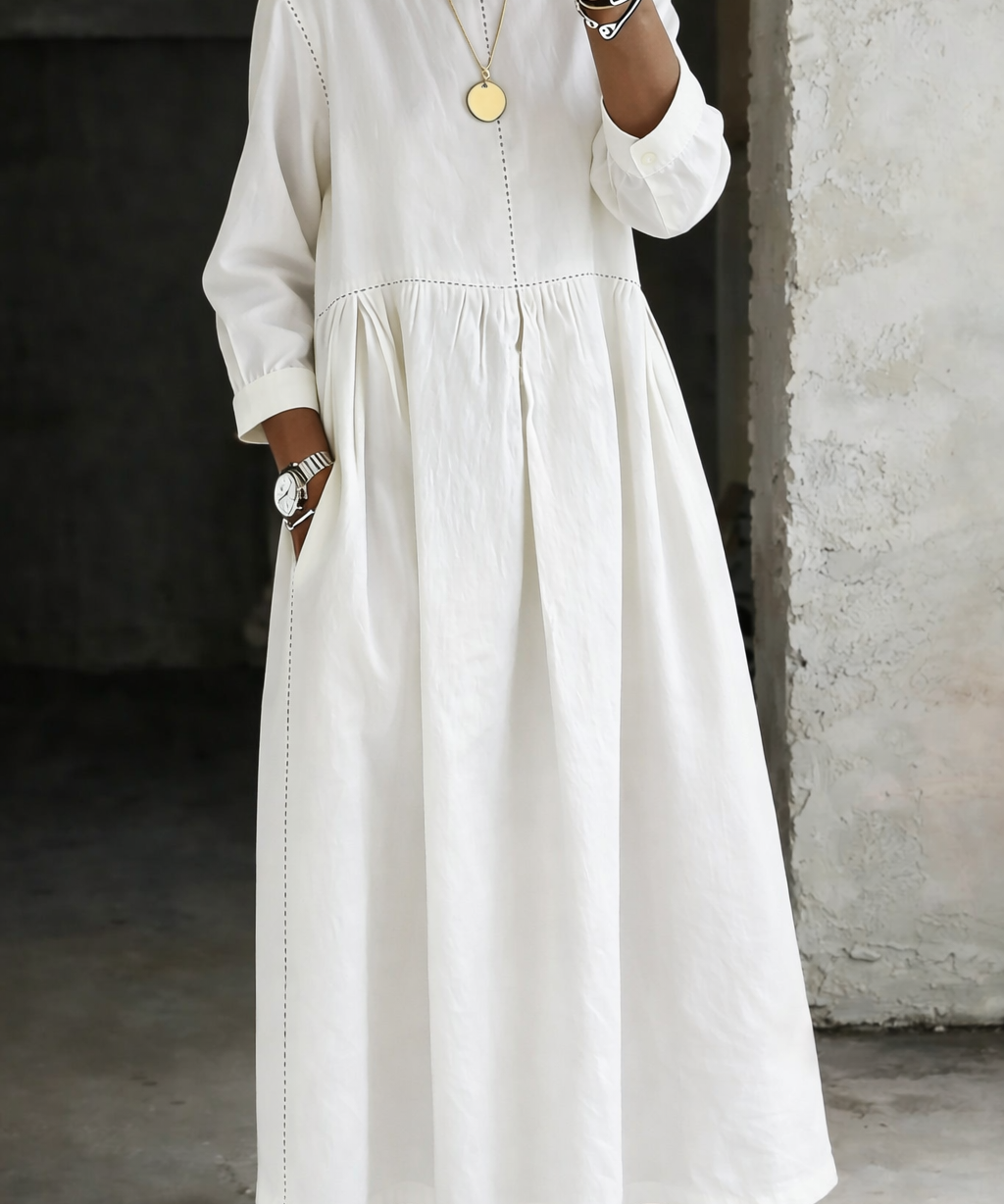 Melissa™ | Robe en jean col rond manches longues