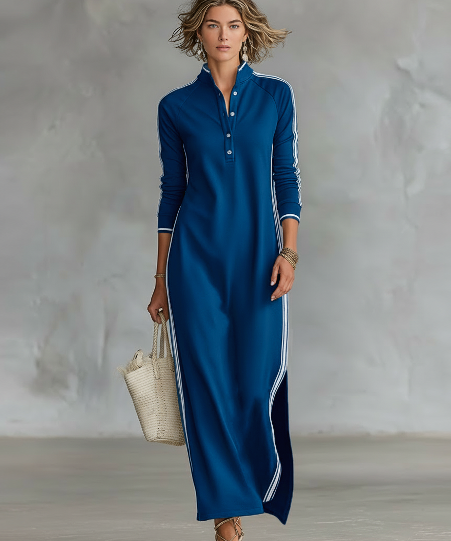 Robe Maxi Sweat Col Boutonné