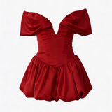 Nina | Robe Mini Bouffante Off-Shoulder