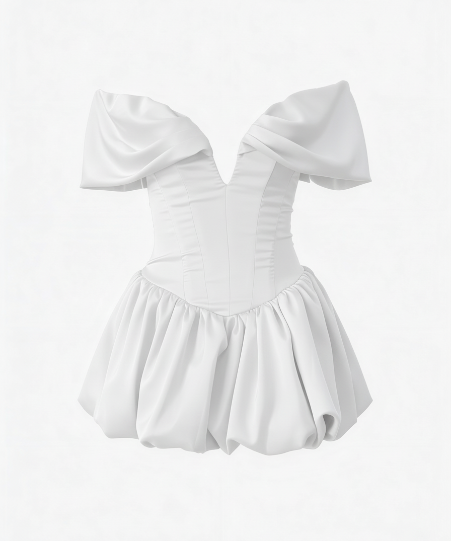 Nina | Robe Mini Bouffante Off-Shoulder