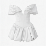 Nina | Robe Mini Bouffante Off-Shoulder