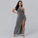 Celine | Robe à Paillettes Glamour à Une Épaule