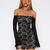 Liv | Robe Mini en Dentelle à Épaules Dégagées