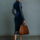 Robe Midi en Velours à Décolleté en V